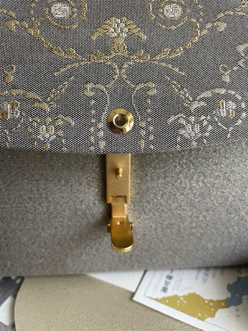 伊と忠　グレー 花柄 佐賀錦和装用バッグと草履セット