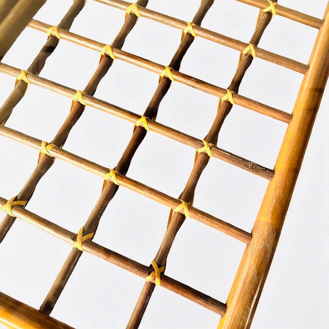 ラタン ローテーブル ガラス天板 キャスター付き ヴィンテージ