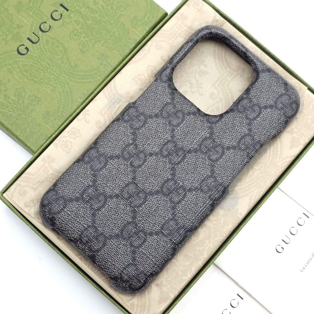 ✨箱付き✨GUCCI iphone15pro ケース GGスプリーム グレー