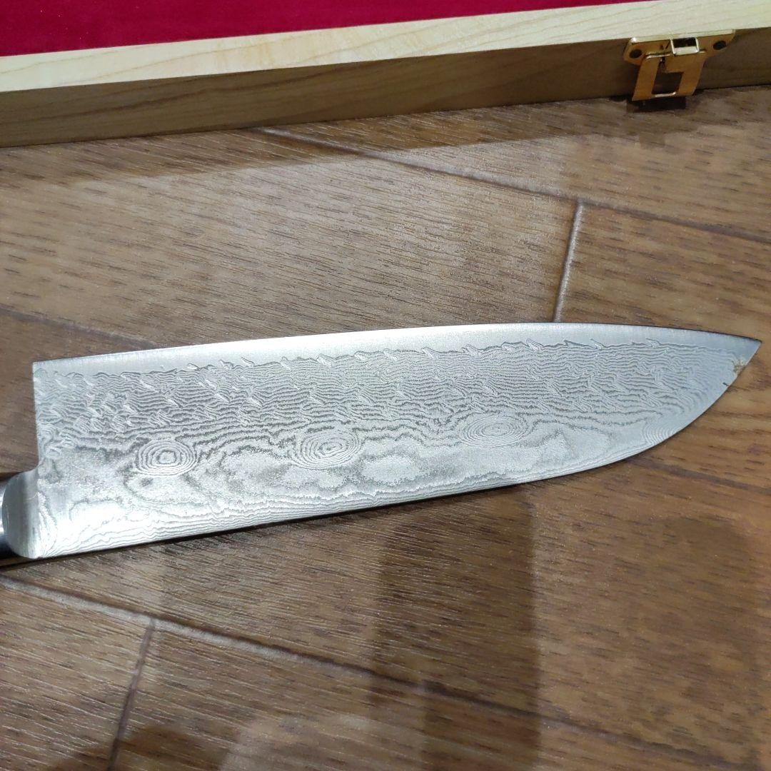 日本橋木屋　200年記念49層墨流しスーパーゴールド粉末鋼包丁+古代檜のまな板