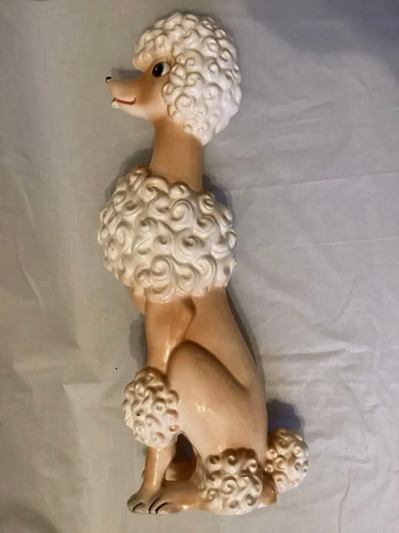 プードル 陶器製置物 インテリア　フュギュリン　レトロ　約43cm