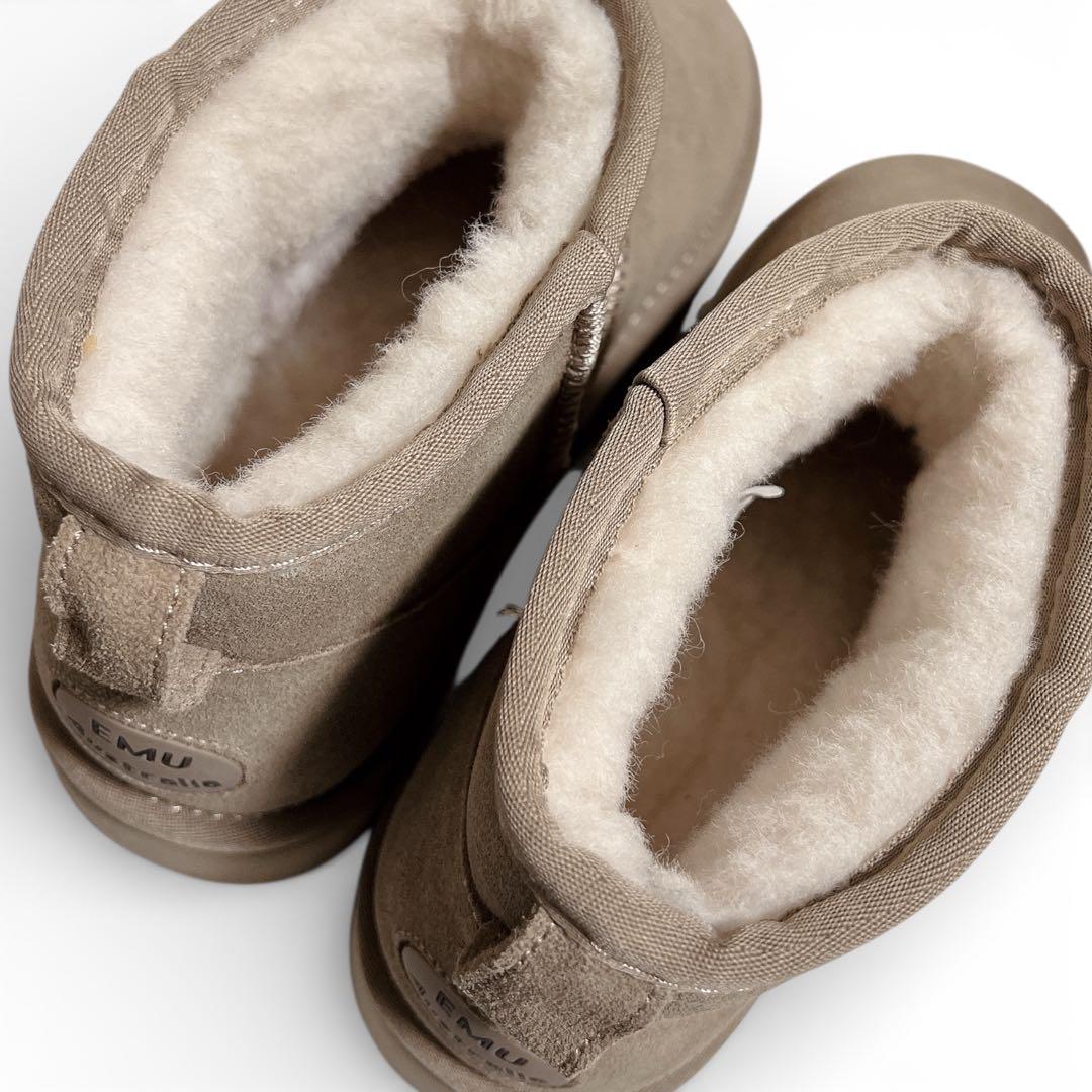 【美品】EMU Australia 厚底ムートンブーツ アーモンド 23cm