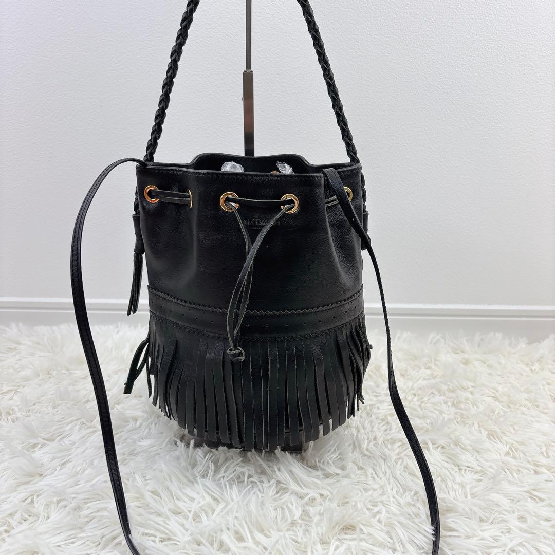 J&M DAVIDSONカーニバル2WAYフリンジレザー黒ショルダーバッグ
