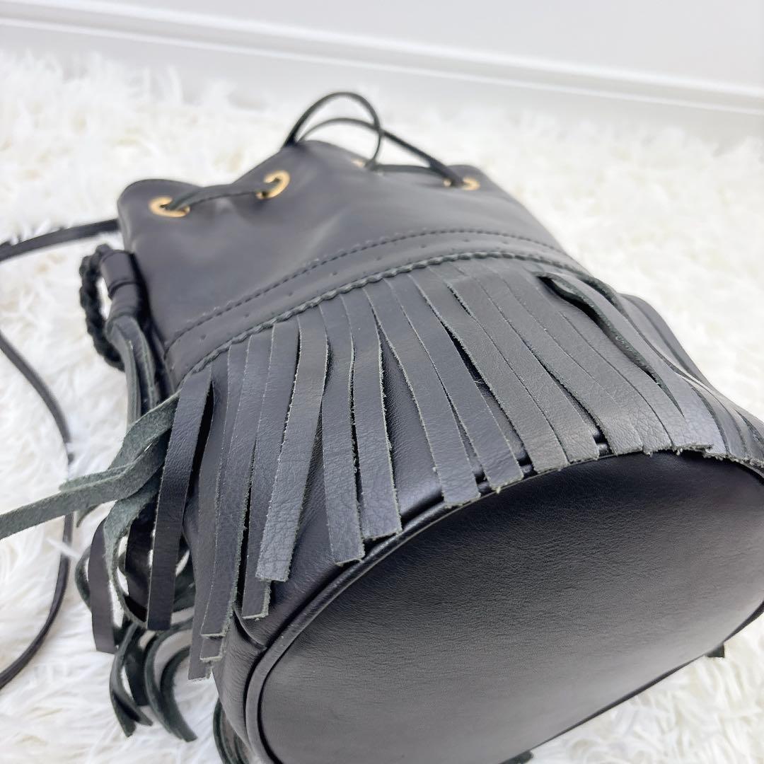 J&M DAVIDSONカーニバル2WAYフリンジレザー黒ショルダーバッグ