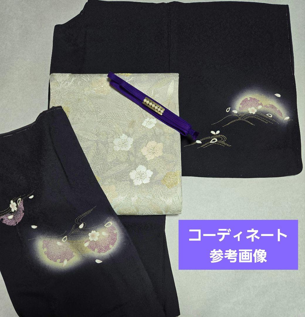 新品❤手描き友禅「雪輪と桜」金駒刺繍◾落款入り躾糸付き　一点物