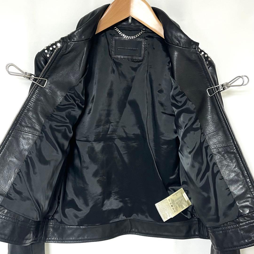 DIESEL BLACK GOLD スタッズ レザー ライダース ジャケット L