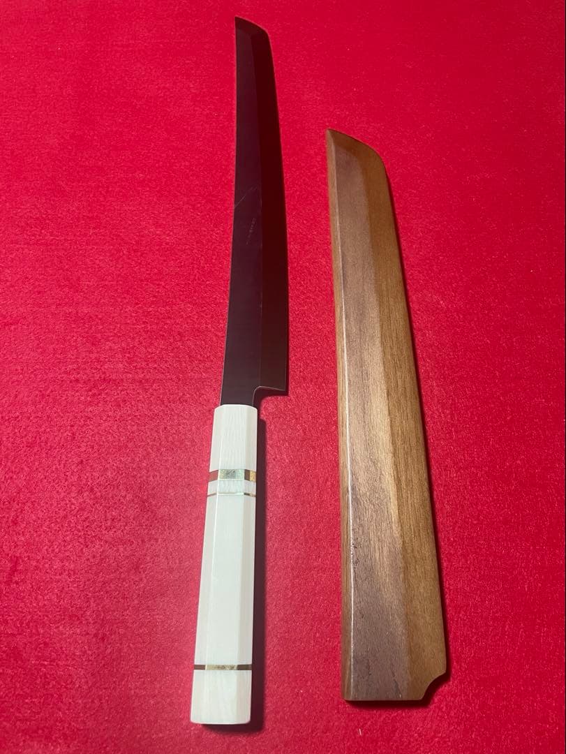 先丸柳刃　本焼　八角柄　人工象牙