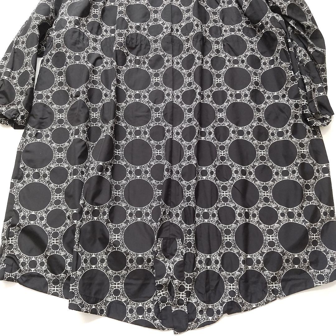 美品 ヤンチェオンテンバール × サンヨーコート 総柄 ロングコート ブラック