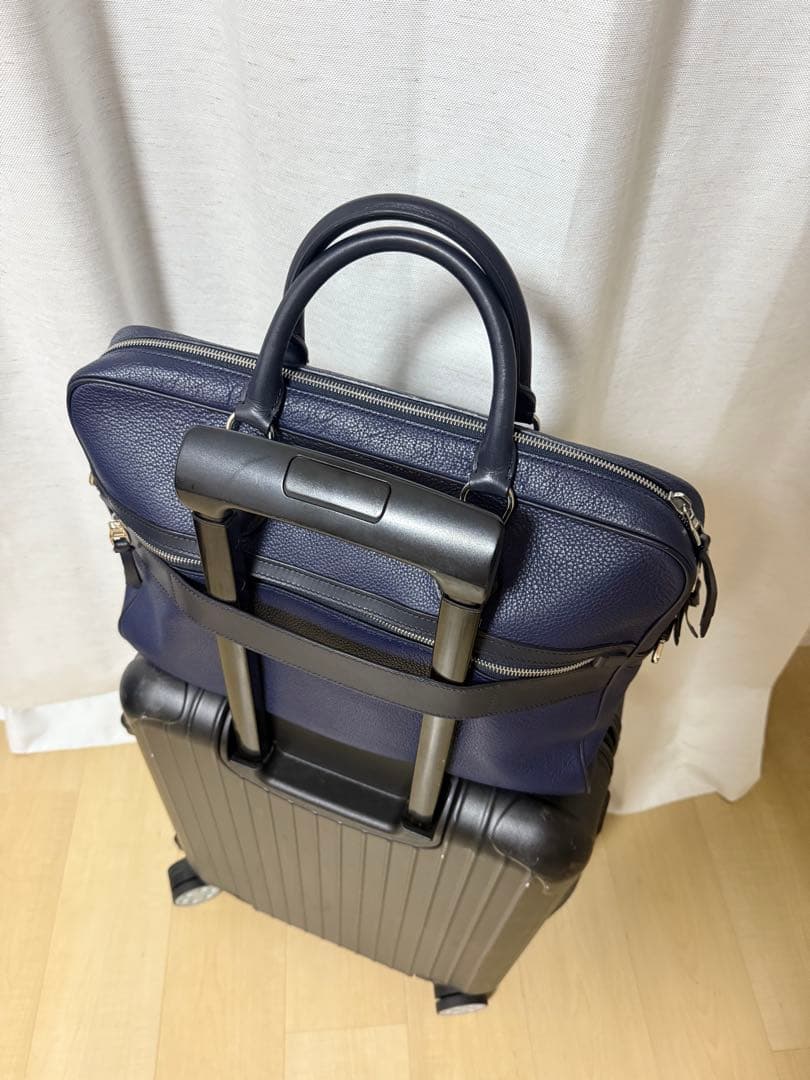 【値下げ】DUNHILL ダンヒル ネイビー レザー ビジネスバッグ