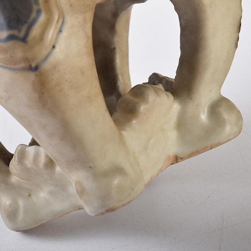 中国　青花　雷文　犬摘　四方香炉　時代箱付　M　R8380