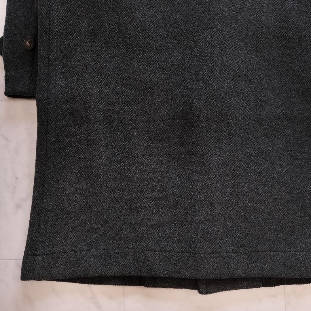 希少 moorbrook生地 ウールヘリンボーンダッフルコート チャコールグレー