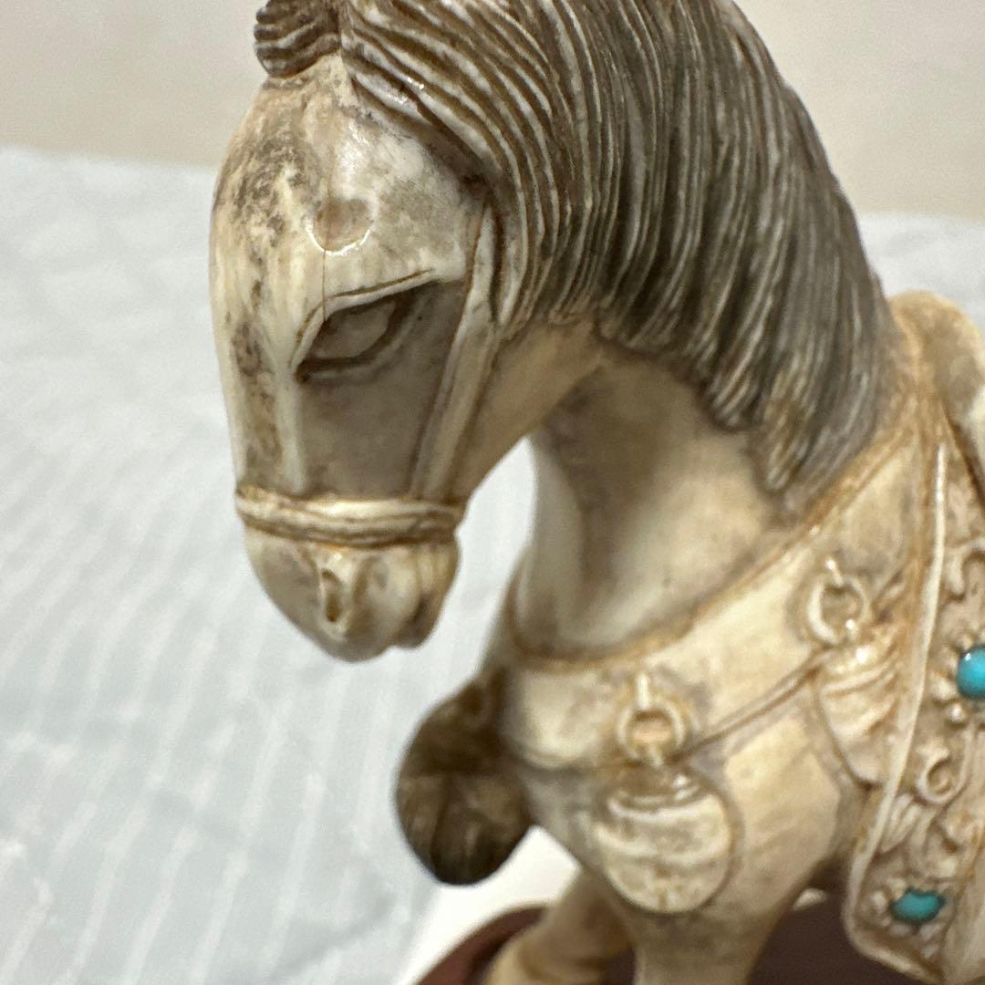 美品　馬　緑松石象嵌　装飾細密彫刻　縁起物　置物　時代物　古玩骨董品アンティーク