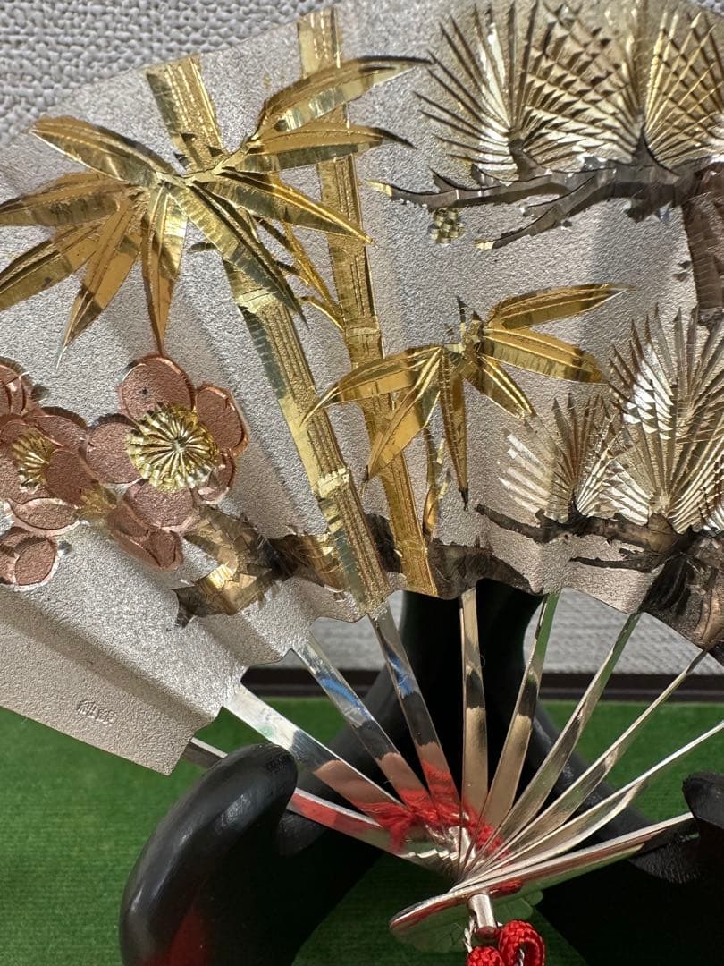 純銀製飾り扇　武峰作　純銀細工