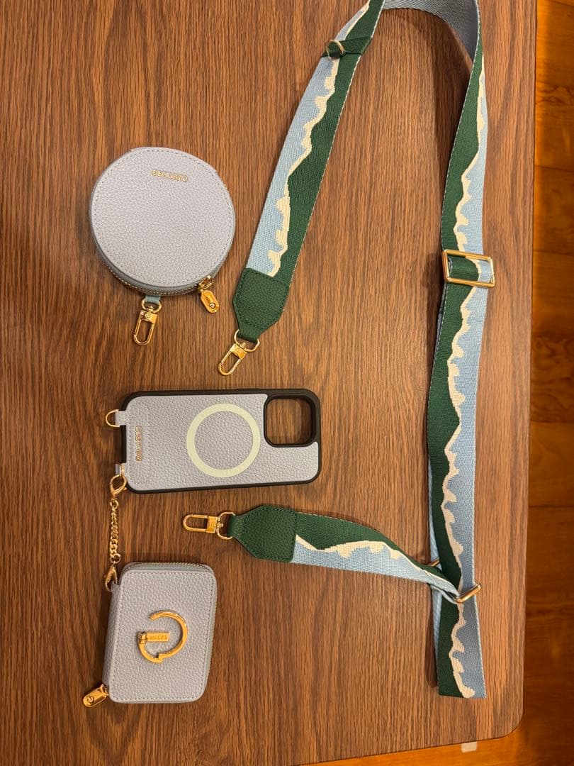 custype ライトブルー iPhone14proケース ストラップ付き 美品