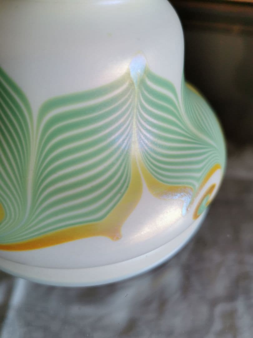 アンティーク ファヴリルガラス Quezell イリデッセンス ブロンズランプ