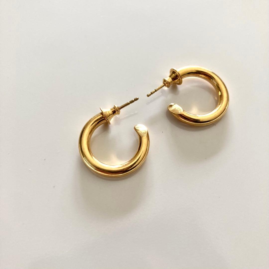 両耳ゴールド　2.5×18mm フープピアス　シルバー925