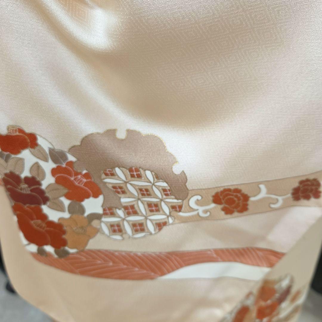 未使用、しつけ糸付き付け下げ訪問着4点フルセット、着物、袋帯、帯締め、帯揚げ