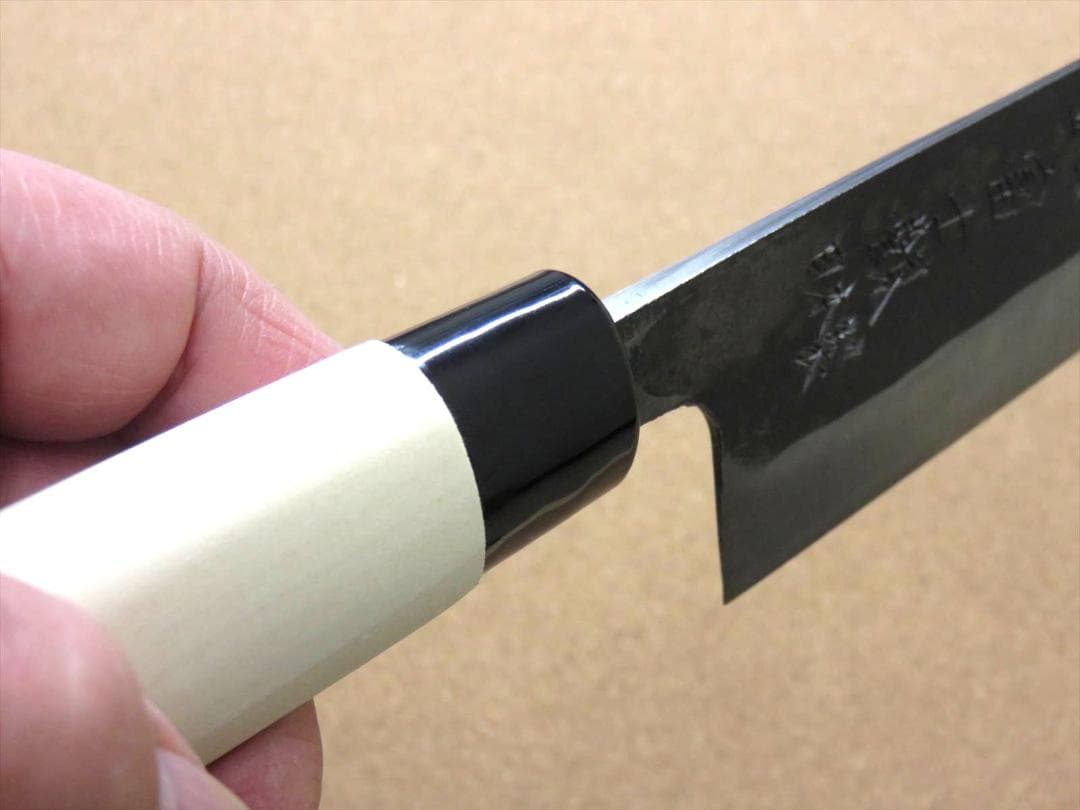 関の刃物 三徳包丁 180mm 黒打 青紙2号 軟鉄 魚 肉切 口金付 万能包丁