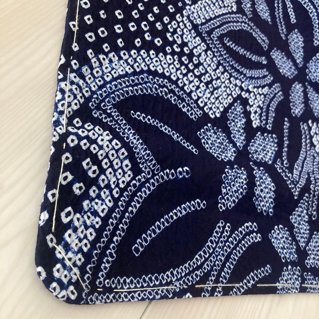 有松絞り　手縫い上質浴衣　濃紺　身丈159cm 未使用しつけ付　No.5-78