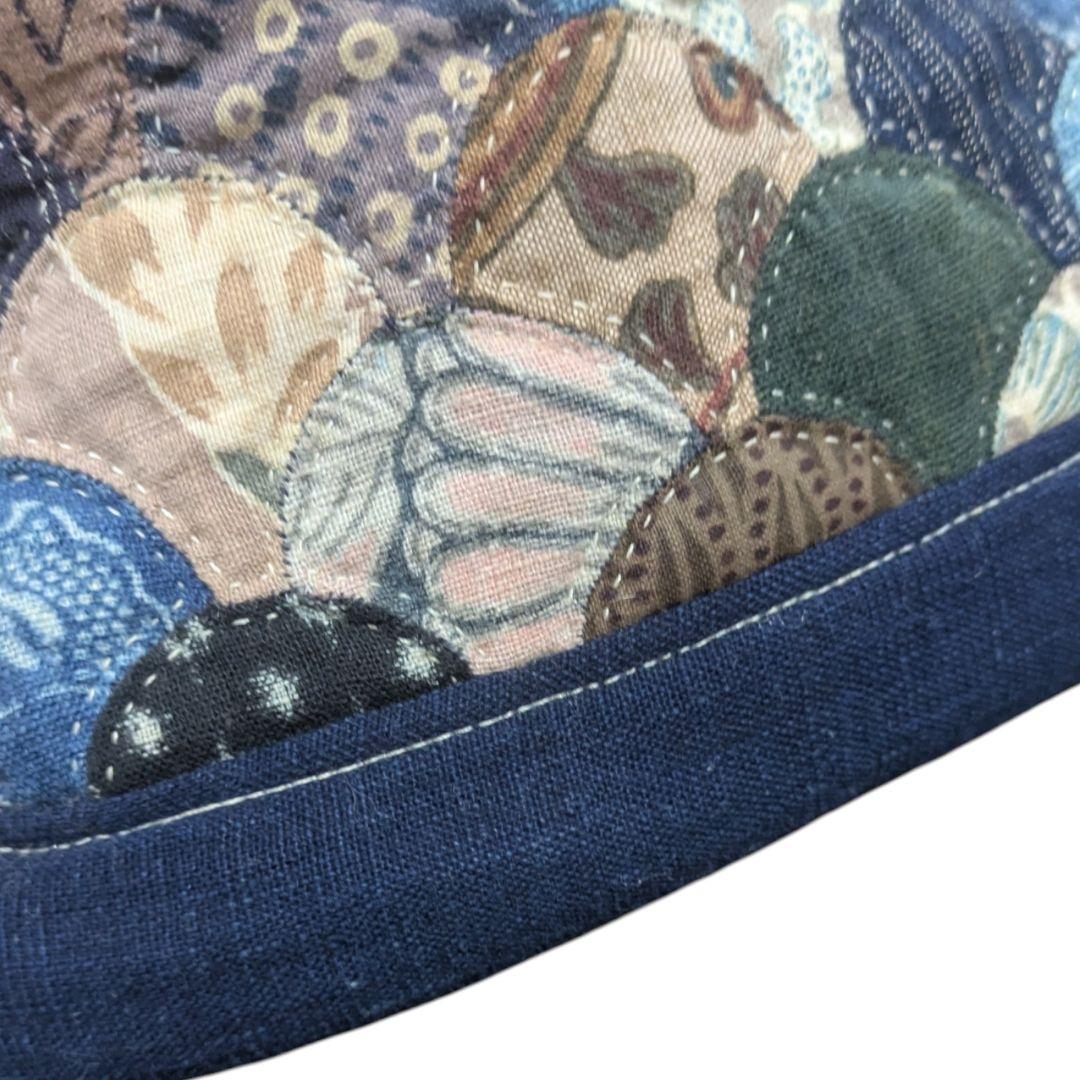 ハンドメイド 古布 パッチワーク トートバッグ 藍染 刺し子 クラムシェル