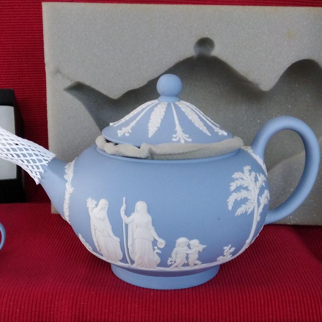 ウェッジウッドジャスパーのティーポットとミニチュアジャスパーティーポット新品
