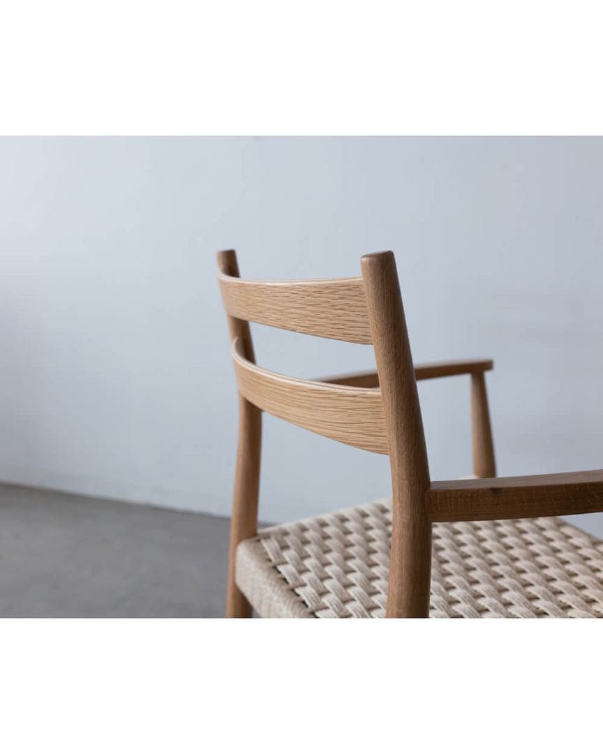 ミント　ペーパーコード 肘付きチェア　オーク材