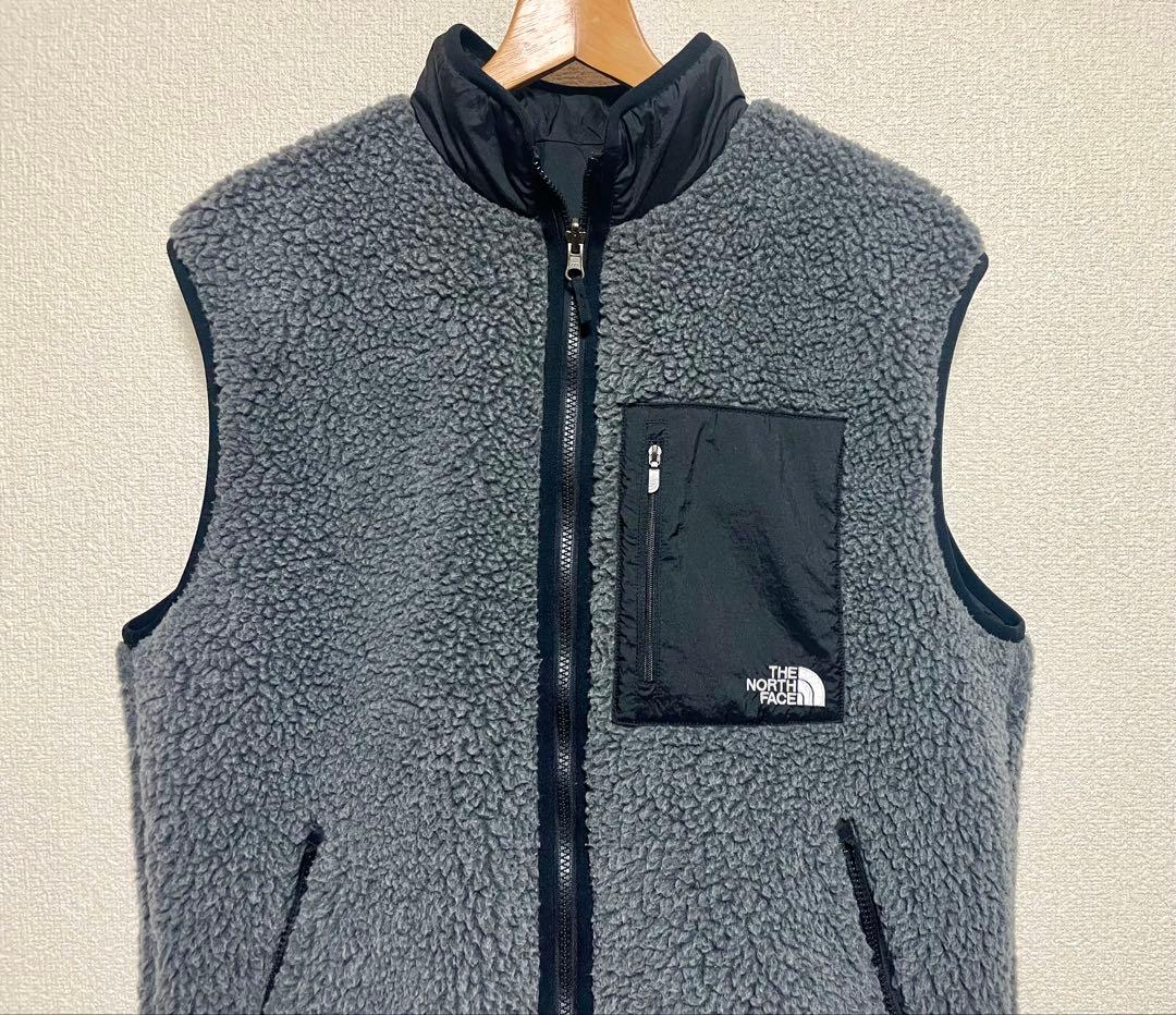 極美品 リバーシブルボアベスト NP72431 L グレー×黒