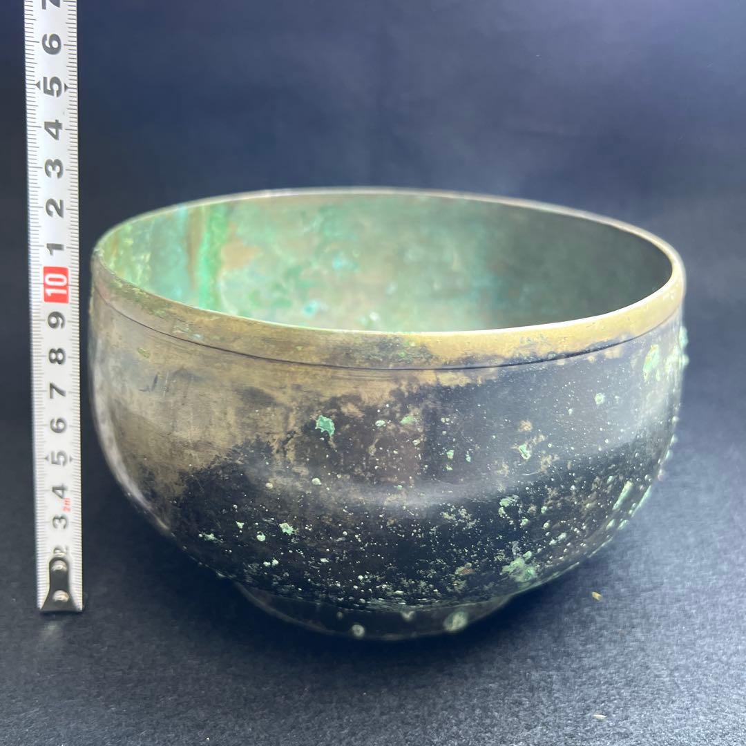 中国漢代　古銅鉢　396g/口径約17㎝　東Y8-0106☆2Fトヒオ
