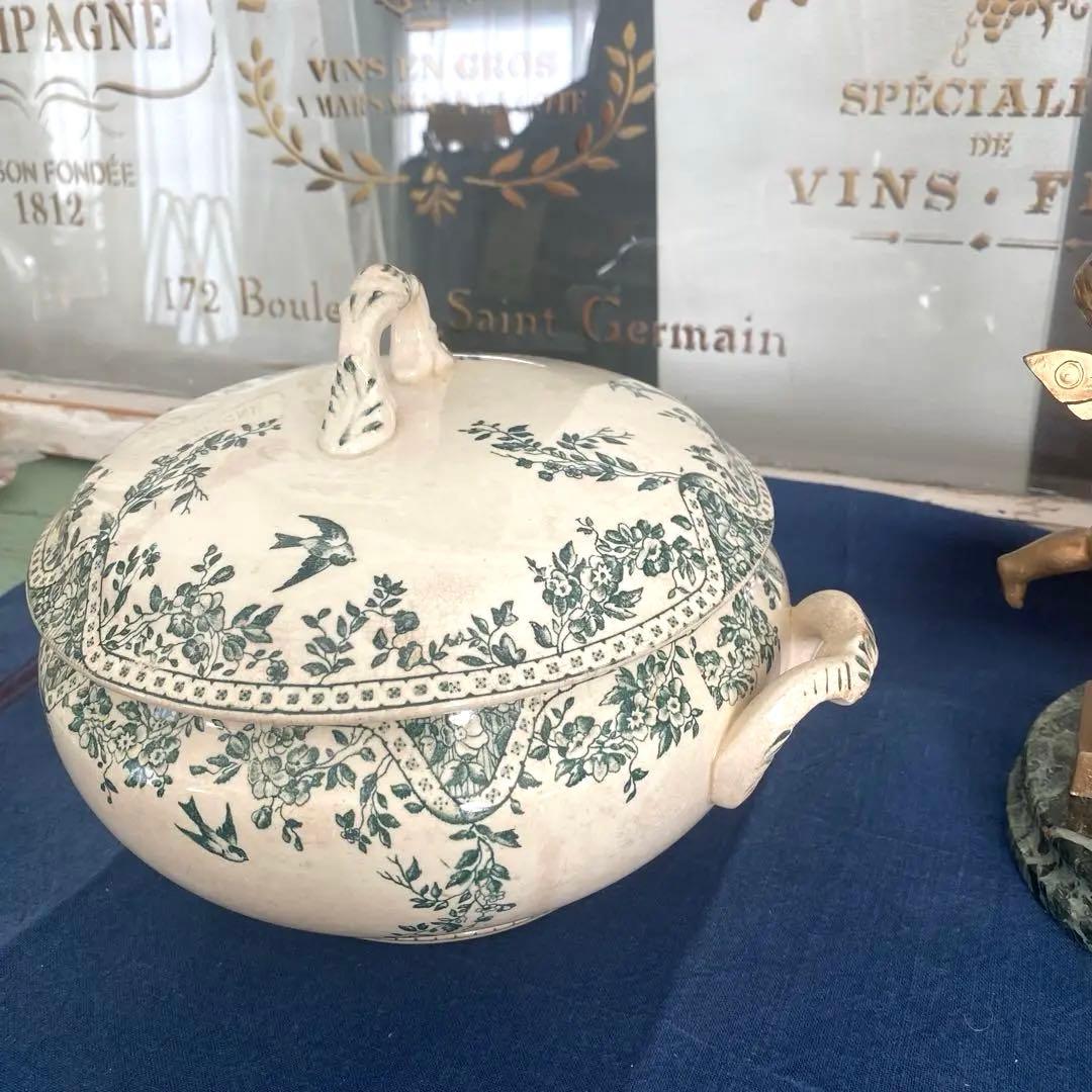 フランス アンティーク ボルドー窯 スーピエール ツバメ バード 鳥