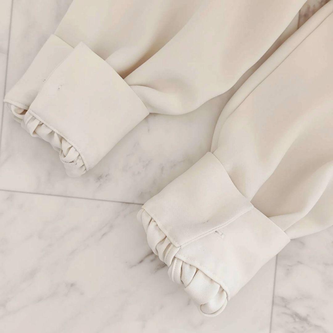 Theory 洗える スタンドカラー フォーマル ブラウス アイボリー