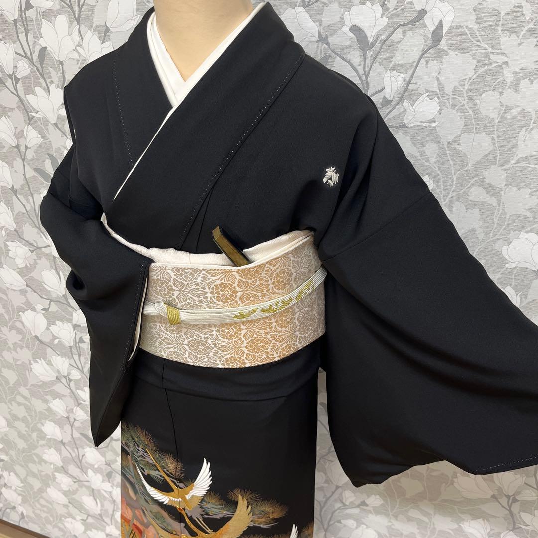 正絹 江戸褄 作家物 飛鶴に松 黒留袖