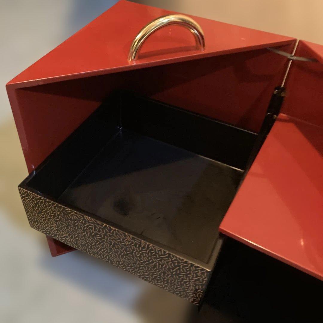 コシノヒロコ 重箱セット　おかもち　3段重　持ち手金　マルチケース　（01）