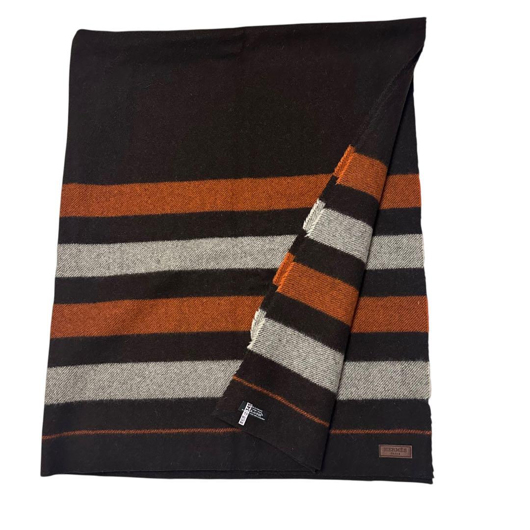HERMÈS / エルメス　ロカバール　ブランケット　毛布　ボーダー柄