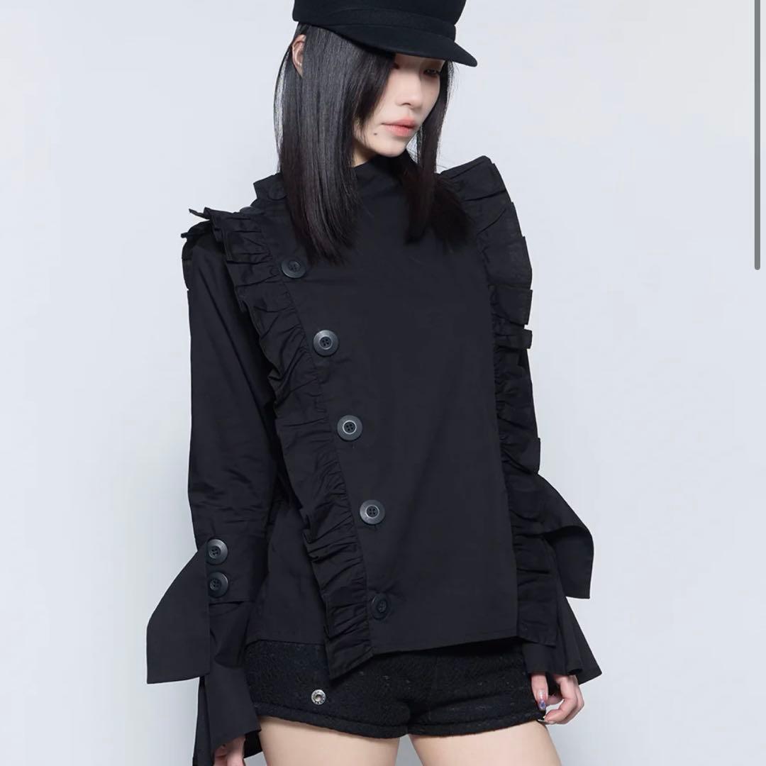 トップス theredthread button frill blouse