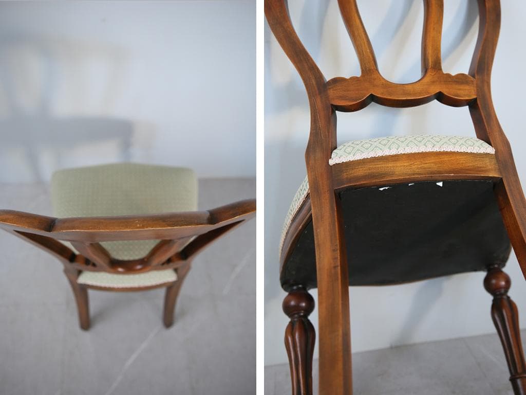 英国アンティーク木製バルーンバックダイニングチェア/サロンイス(90-121-5