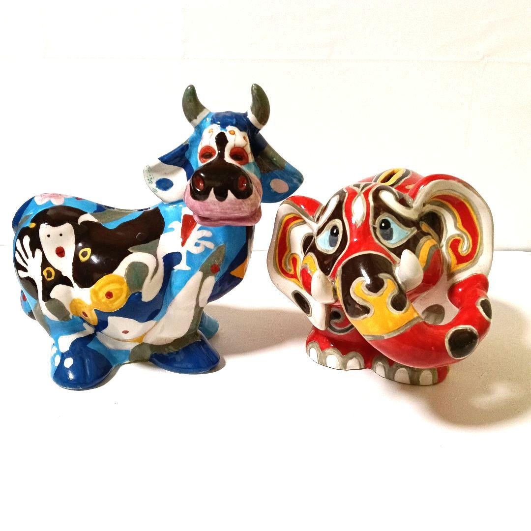 ヴィンテージ サイケデリックアート アニマルオブジェ バンク 貯金箱