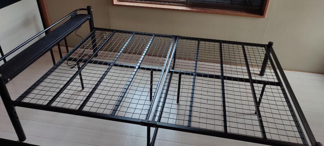 ダブルベッドフレーム スチール製 ブラック