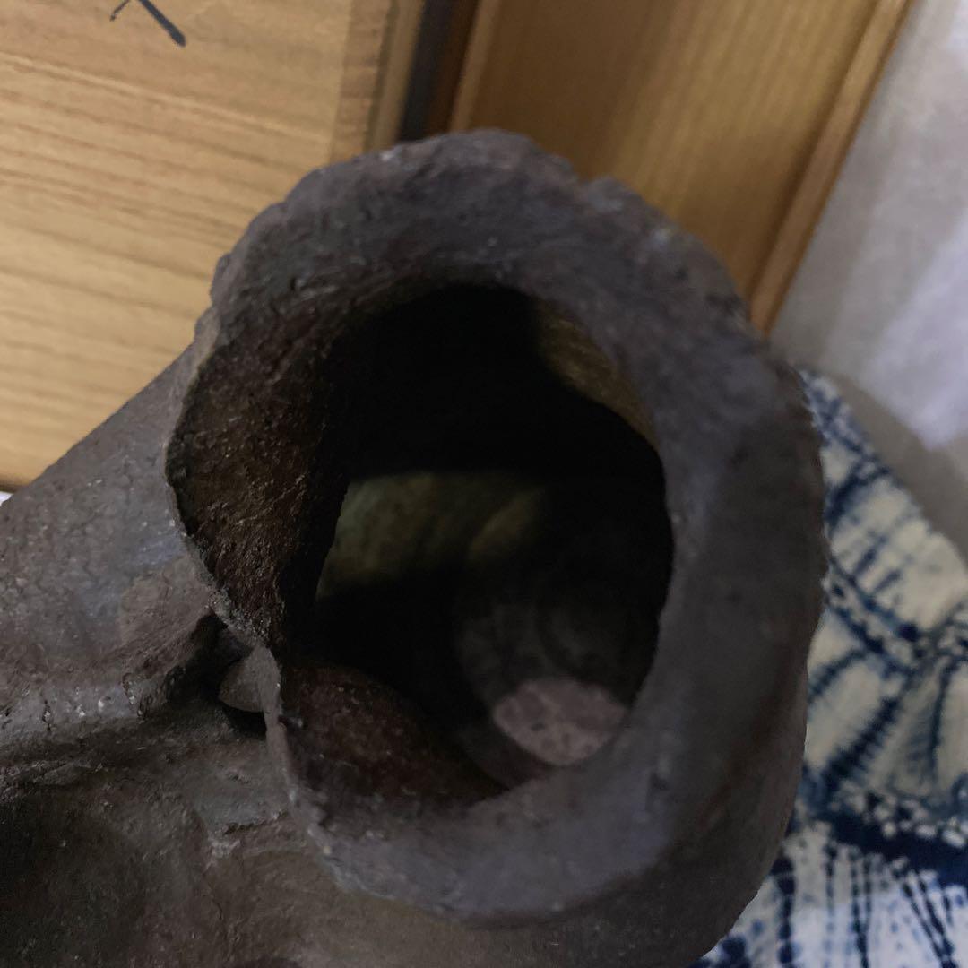人間国宝　金重陶陽　備前　花入