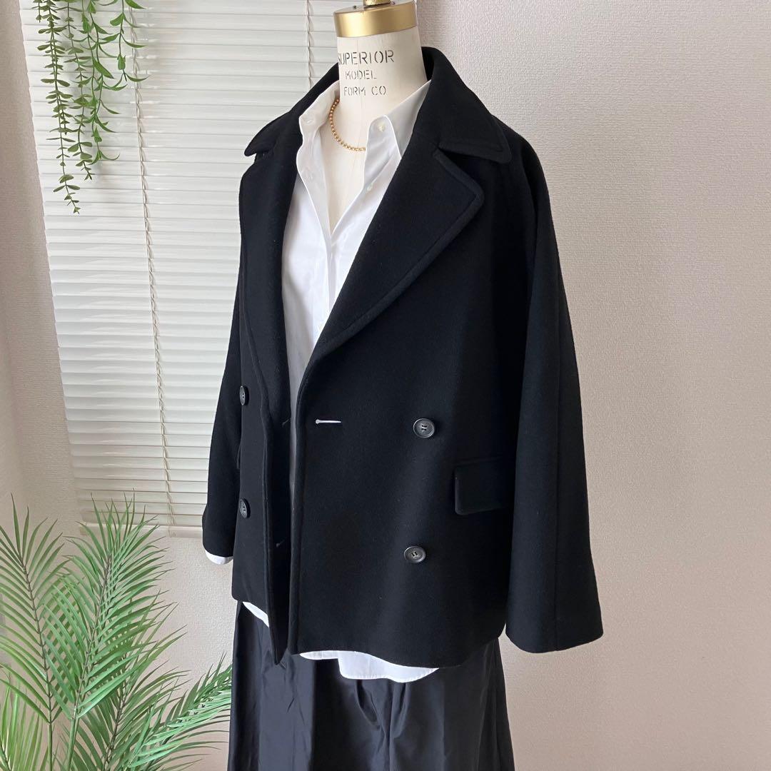 【2023AW】relume 尾州ウールショートPコート 36 黒