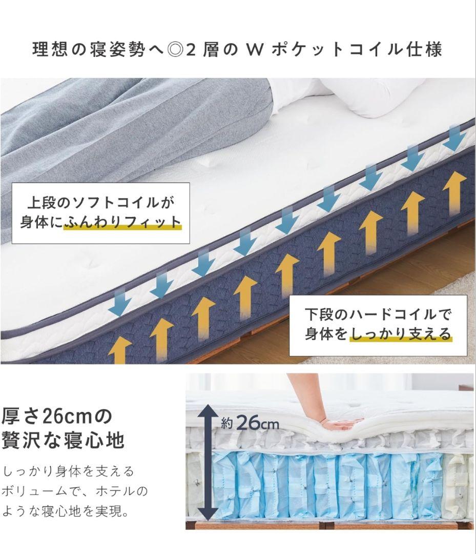 VENTOTA マットレス シングル 2層ポケットコイル 140cm