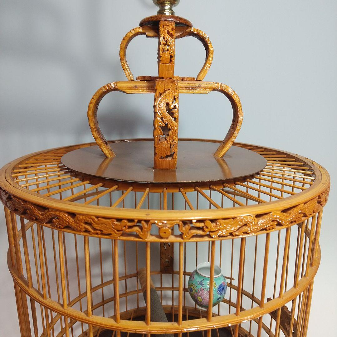 竹製 鳥籠 龍(ドラゴン)の透かし彫 38頭