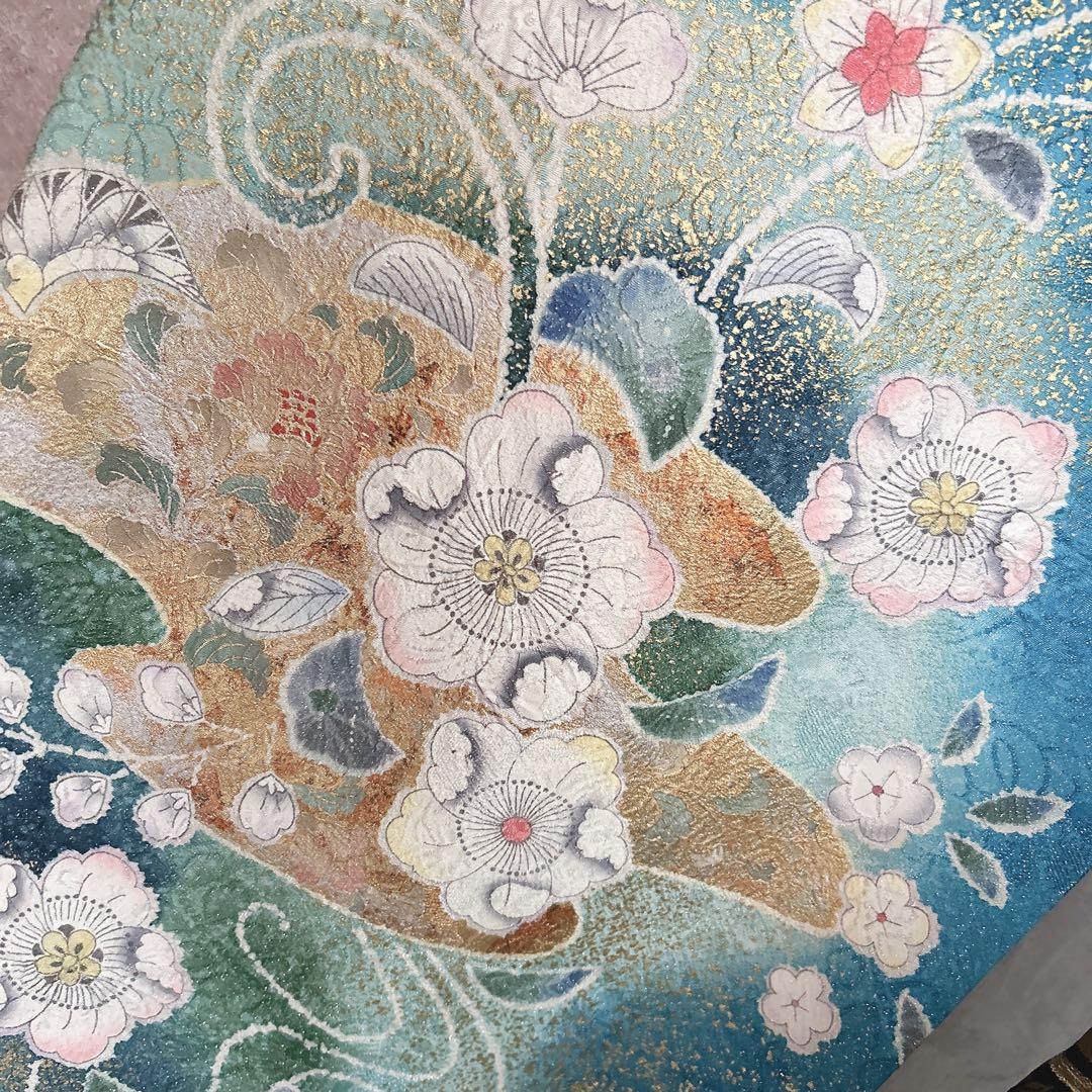 振袖のみ　辻ヶ花　本加工　華やか　水色　金彩加工　成人式　二十歳　p4