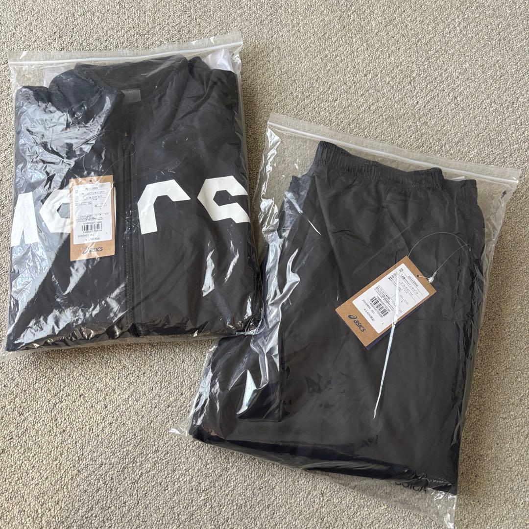 廃盤品 Lサイズ 新品ASICS ウインドブレーカー 上下セット 黒