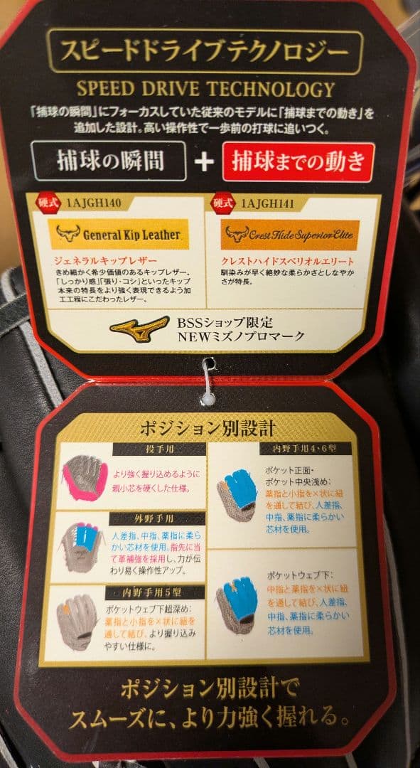 ミズノプロ　硬式　内野手用　ブラック　サイズ8　BBS限定　1AJGH14013