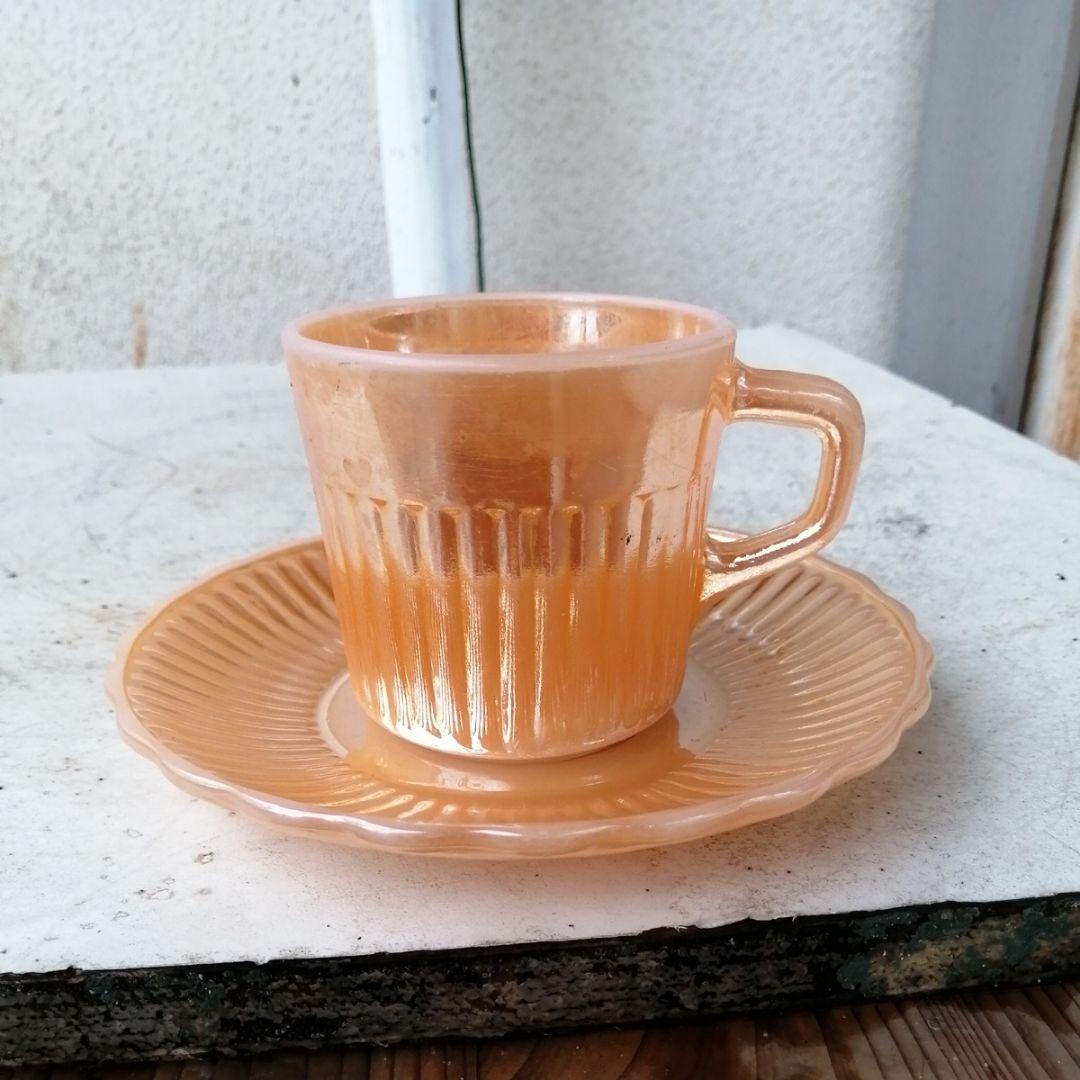 ファイヤーキング　マーキュリーグラス　カップ&ソーサー　ピーチラスター　５つ