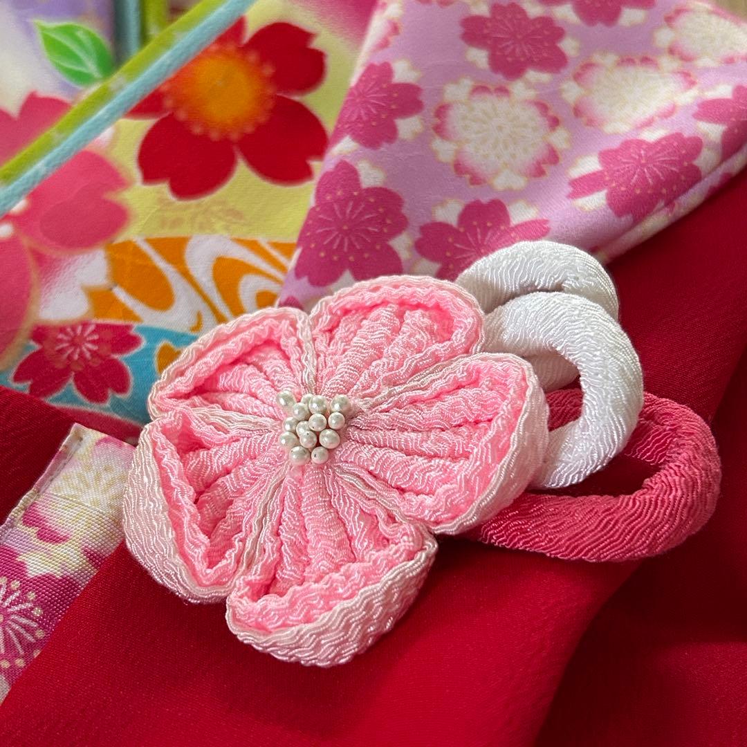 式部浪漫　着付け簡単腰紐いらず七五三3歳被布セット赤ピンク　日本製