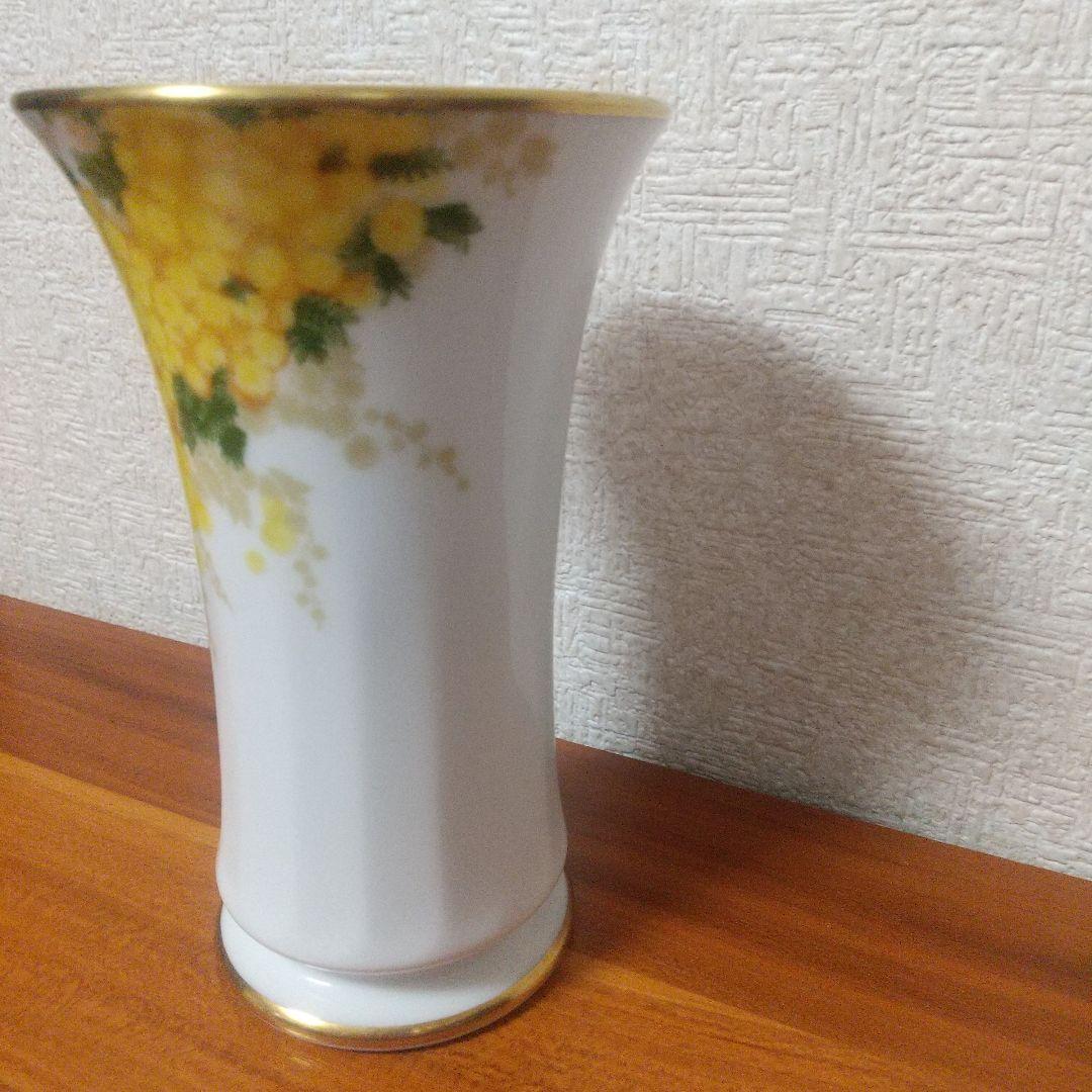 花柄陶器 花瓶 大倉陶園 ミモザ花瓶 小ぶり OKURA JAPAN