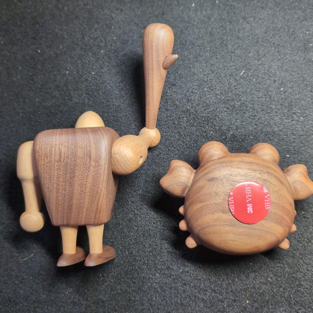 【WOODPEPE】ドアベル カニ　木製　人形　原始人Primitive 低め