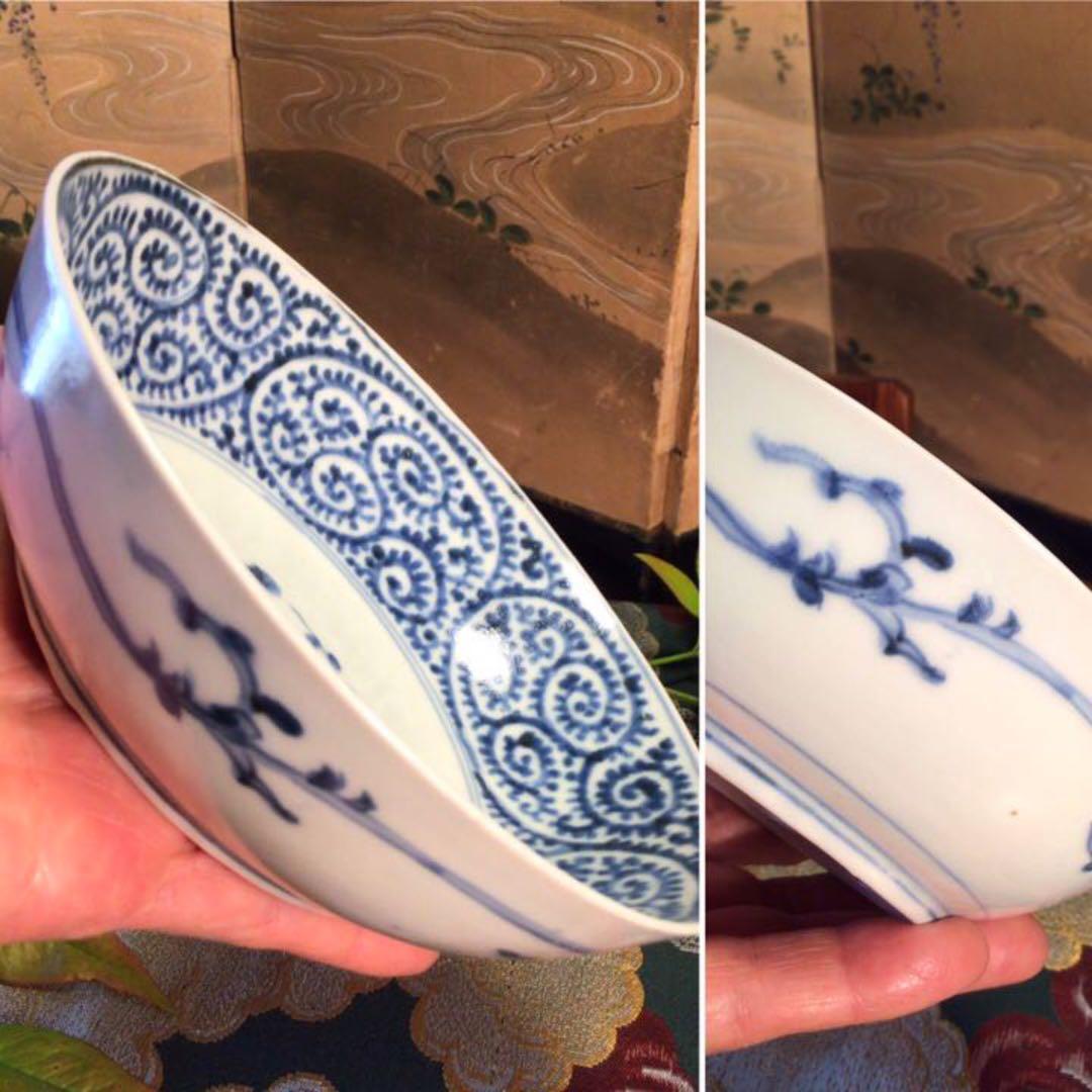 A344 古伊万里　染付　蛸唐草紋様　膾皿　　4客