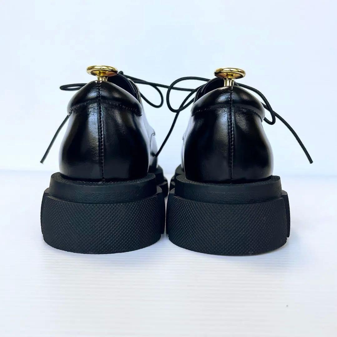 未使用級✨ マナ MANA 厚底レースアップシューズ　黒 25cm